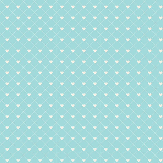 Valentines Day Hearts - Teal with White Hearts - 00002