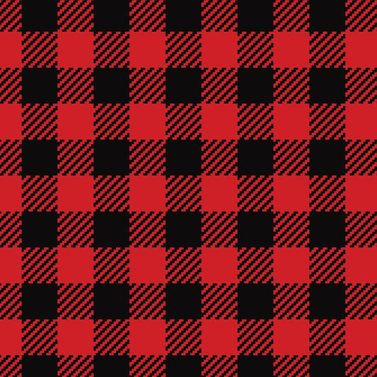 Buffalo plaid red and black thick lines checkered 00007