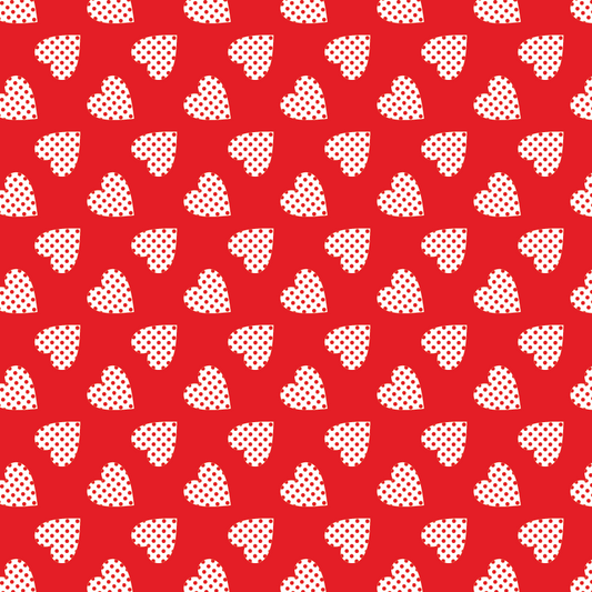 Valentines Day Pattern - Red with Dotted Hearts - 00034