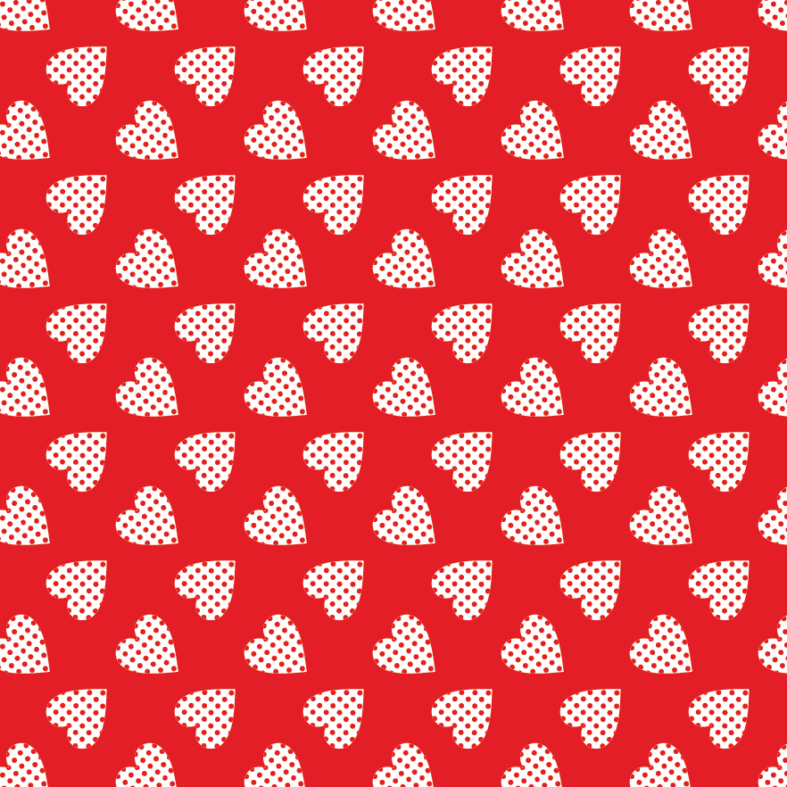 Modèle Saint Valentin - Rouge avec coeurs en pointillés - 00034