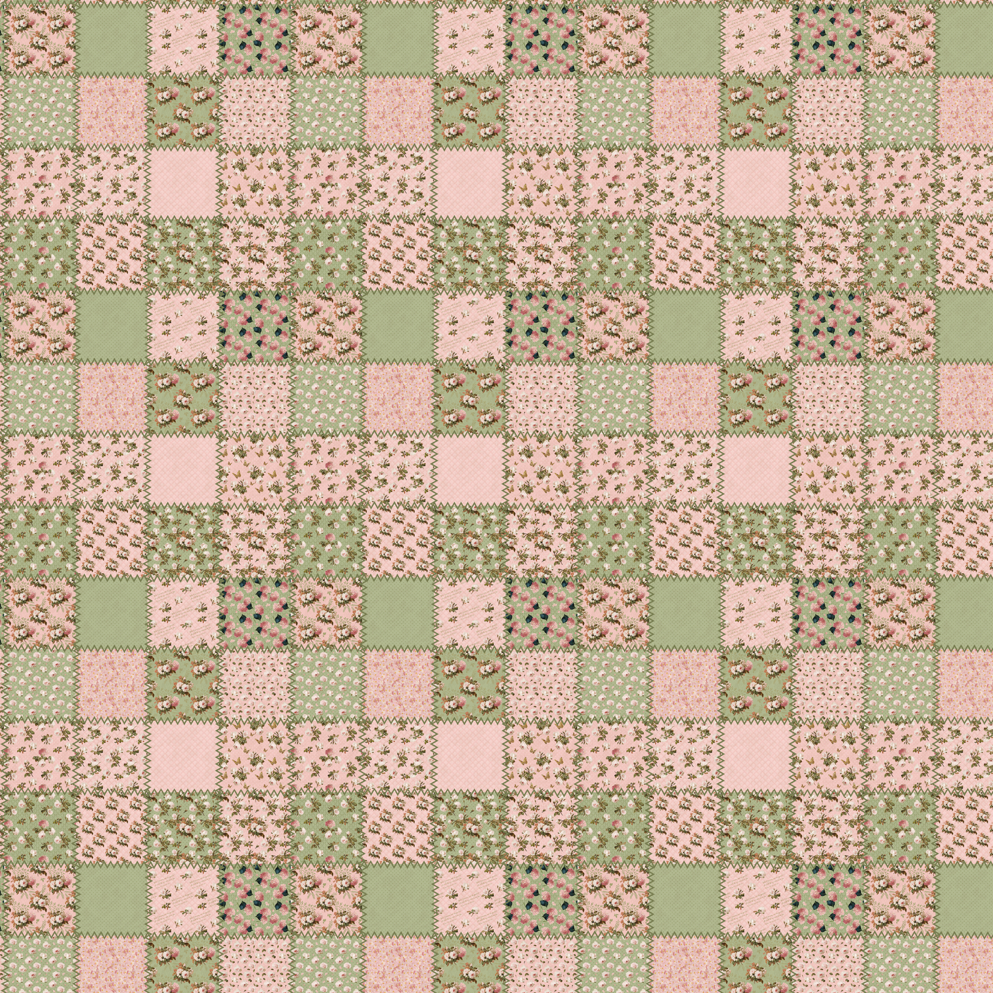 Patchwork - Pink and Green 001