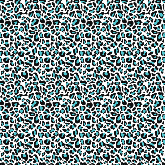 Léopard coloré - Taches bleues sur fond blanc 002