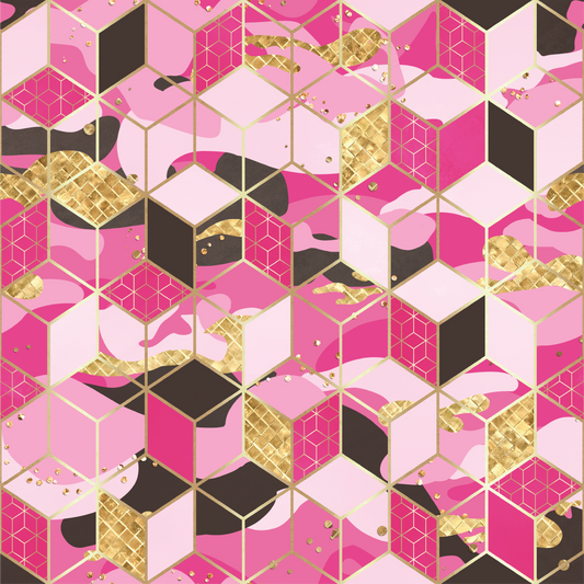 Pretty Camo - Pink and Gold 3D 004
