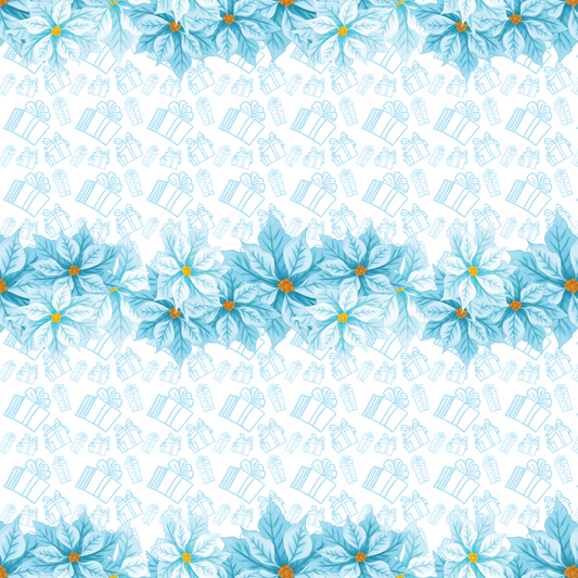 Bonhommes de neige - Poinsettias bleus et cadeaux 006