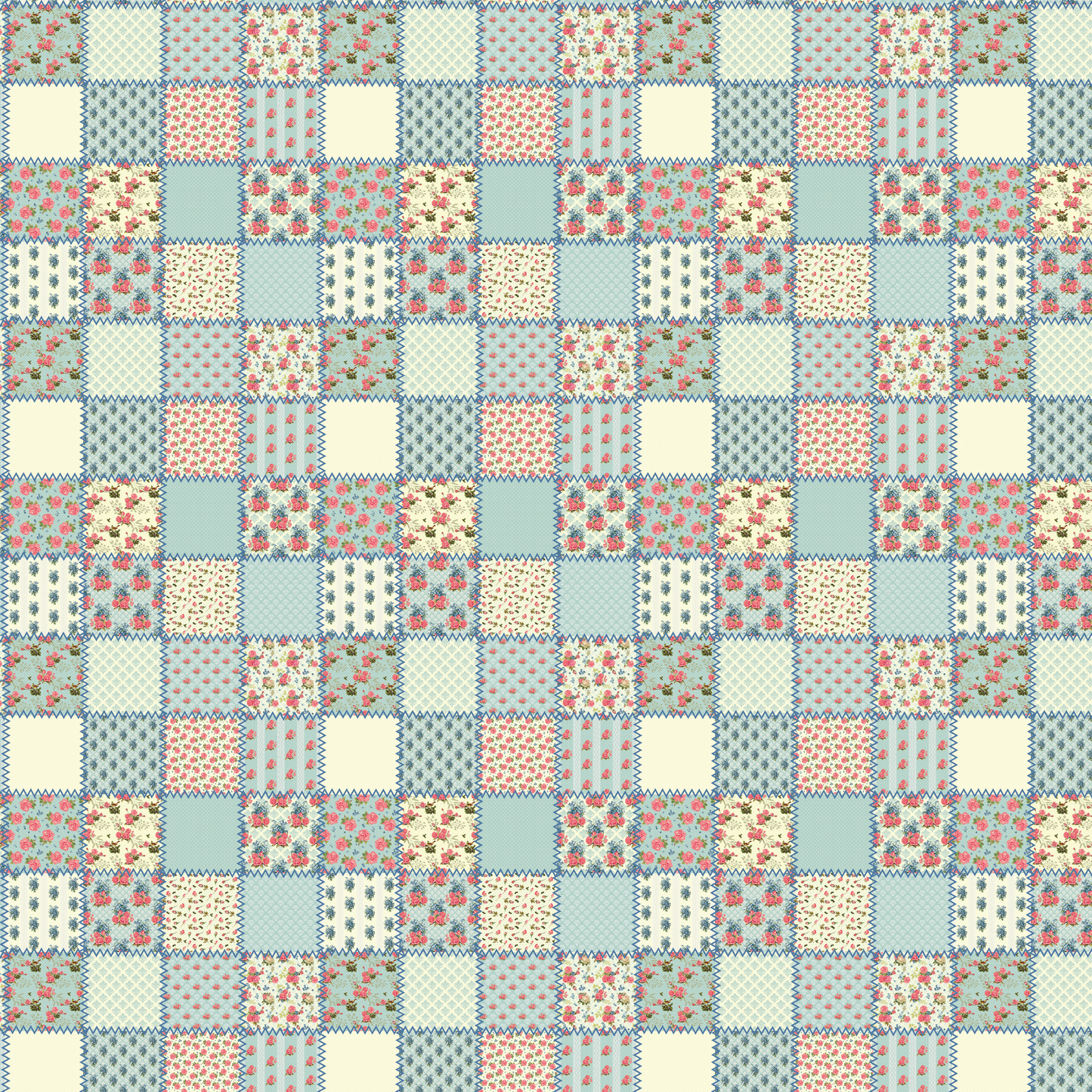 Patchwork - Light Blue and Beige 008