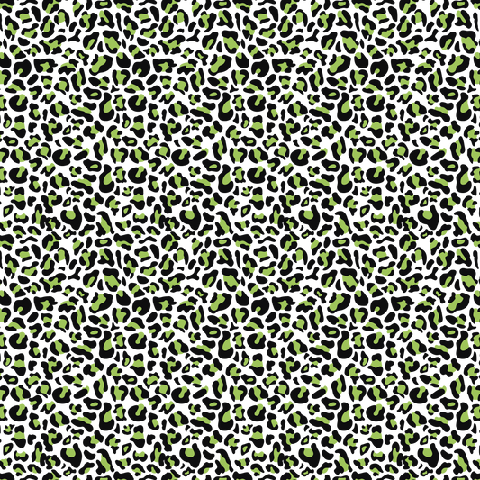 Léopard coloré - Taches vertes sur fond blanc 010