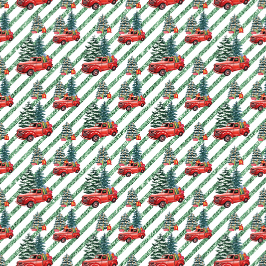Camions et cardinaux de Noël - Camions et cadeaux d'arbres rayés 011