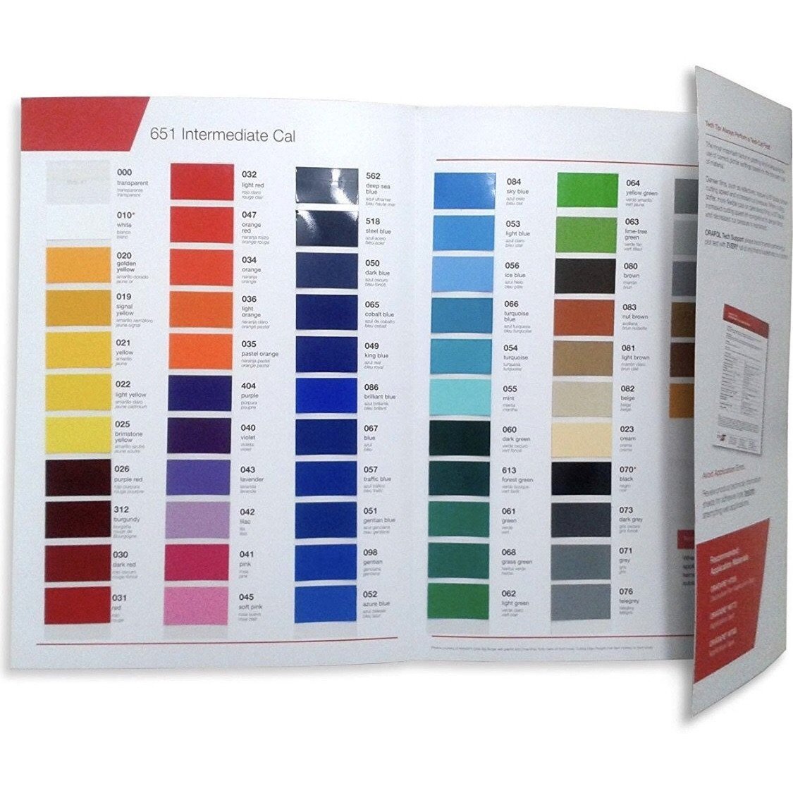 Oracal 651 color swatch booklet