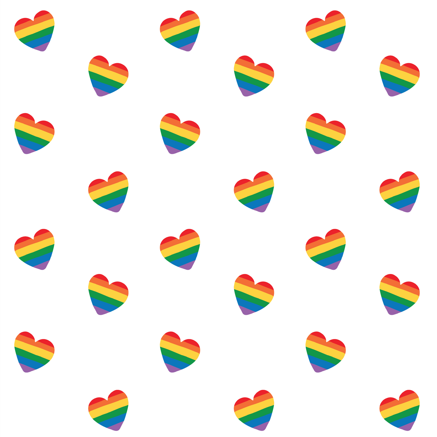 Rainbow - Rainbow Hearts on White Background 005