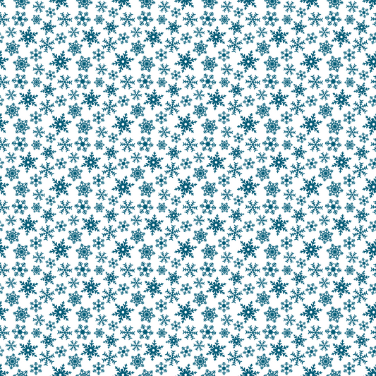 Plaisirs d'hiver - Flocons de neige bleu foncé sur fond blanc 016